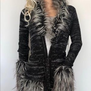 COPY - Beautiful wrap sweater with faux fur trim. Beautiful with a dress or nic…